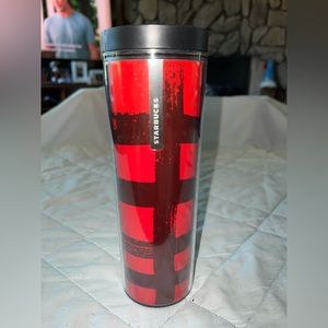 Starbucks Holiday Black & Red Plaid Tumbler 2016